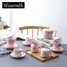Wourmth Fashion Marble Coffee Set Porcelain TeaSet Ceramic Teapot Creamer Sugar Bowl Coffee Cup Luxury 15pcs Coffeeware set Gift 2024 - buy cheap