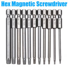 Mayitr s2 brocas magnéticas, 11 peças, 75mm, aço hex torx, conjunto de brocas de cabeça t6/t7/t8/t9/t10/t15/t20/t25/t27/t30/t40 2024 - compre barato