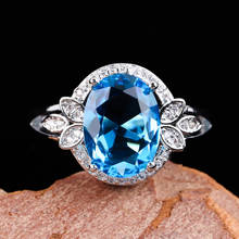 Anillos geométricos clásicos grandes de cristal azul para mujer, hojas de diamantes de imitación, joyería de compromiso de boda, regalo de novia 2024 - compra barato