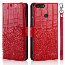 Funda de teléfono con tapa para Huawei P Smart FIG-LX1 / Enjoy 7S, carcasa de cuero con textura de cocodrilo, diseño de libro, correa de lujo 2024 - compra barato