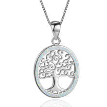 Classic Female Tree Of Life Pendant Necklace Rose Gold Silver Color Chain Necklace Cute White Opal Wedding Necklaces For Women 2024 - buy cheap