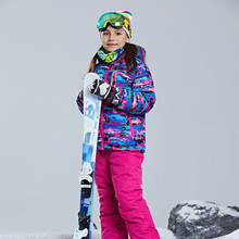 Conjunto de roupa de snowboard infantil, jaqueta e calças impermeáveis de esportes ao ar livre, roupas de inverno para meninos e meninas-30 2024 - compre barato