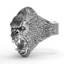 New Retro Angry Orangutan Shape Ring Men's Ring Fashion Metal Animal Roaring Orangutan Ring Accessories Party Jewelry Size 7~ 12 2024 - buy cheap