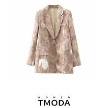 TMODA444  Women Tie-dye Hit Color Temperament Blazer New Lapel Long Sleeve Loose Fit  Jacket Fashion Tide Spring Autumn 2022 2024 - buy cheap