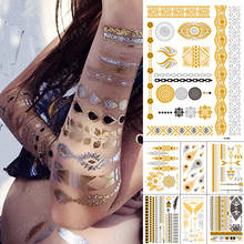 Водостойкая временная татуировка наклейка Металл золото серебро браслет мандала цветок ювелирные изделия флэш-тату девушка хна боди-арт поддельные татуировки 2024 - купить недорого