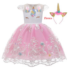 Vestido de festa infantil de unicórnio para meninas, fantasia de ano novo para carnaval, vestido de princesa para bebês e crianças 2024 - compre barato