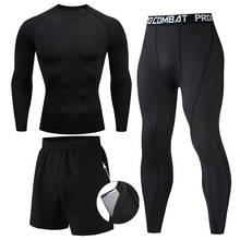 Camisetas rashguard mma + Pantalones cortos muay thai, ropa de entrenamiento muscular, 3 unids/set/conjunto, camiseta de compresión para boxeo bjj 2024 - compra barato