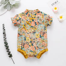 2022 Summer Infant Girls Clothing Short Sleeve Floral Print Chinese Style Clothing Baby Jumpsuit Twin Baby Clothes For 0-2y Baby 2024 - buy cheap