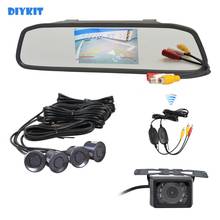 DIYKIT 4.3 Inch Car Mirror Monitor IR Car Rear View Camera Wireless Video Parking Radar 4 Sensors Parking System 2024 - buy cheap