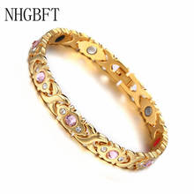 NHGBFT New Arrivals Mens Health Magnetic Bracelet For Women Gold Color Stainless steel Bracelets Charm Jewelry Dropshipping 2024 - buy cheap