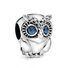 Sparkling Owl With CZ Charm Fits Pandora Bracelets Original 925 Sterling Silver Beads For Jewelry Making Autumn 2024 - buy cheap