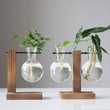 Стеклянная ваза для растений, гидропонный цветочный горшок, деревянная рамка, подставка для террариума, домашний декор 2024 - купить недорого