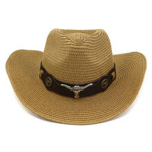 Outdoor Men Women Paper Cowboy Hats Artificial Handwork Beach Straw Hat Western American Style Sombreros Hat Sunshade Cap 2024 - compre barato