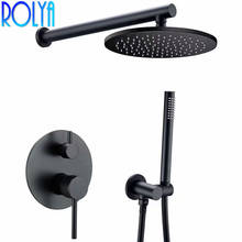 Rolya Round Alba Black Bathroom Shower Set Mixer Faucet with Hand Shower Set Premium Solid Brass Blanoir 2024 - buy cheap