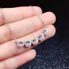 The Best Gift For Your Girl Friend 100% Natural and Real Aquamarine Necklace 925 Sterling Silver Aquamarine Pendant 2024 - buy cheap