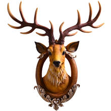Настенная подвеска в виде головы оленя, украшение для дома, Европейский Креативный фон для крыльца, гостиной, бара, 3D декор, подвесная статуя животного из смолы 2024 - купить недорого
