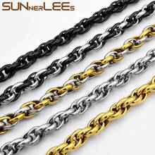 SUNNERLEES 316L Stainless Steel Necklace 5mm~11mm Oval Rope Twisted Link Chain Black Gold Silver Color Men Women Gift SC31 N 2024 - buy cheap