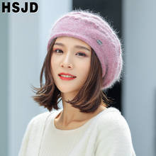 Women Rabbit Hair Berets Winter Caps Warm Solid Color Lady's Girl's Knitted Beanies Hats Elegant Autumn Winter Female Beret Cap 2024 - buy cheap