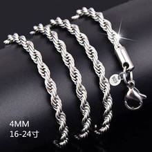925 Silver Color Necklace Rope Chain Colgante Plata De Ley 925 Mujer Pierscionki Gemstone 925 Jewelry Necklace for Women 2024 - buy cheap