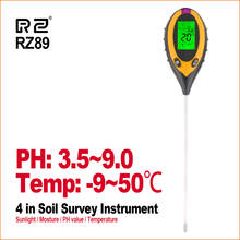 RZ 4 IN 1 Soil Tester Humidity Detector Digital PH Meter Soil Moisture Monitor Hygrometer Gardening Plant Lignt Sunlight Tester 2024 - buy cheap