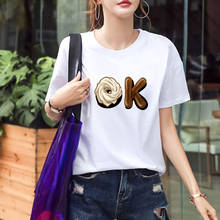 Funny T Shirt Food Print T-shirt 2020 Summer Harajuku Japanese Cute Cartoon Cake Graphic Tees Women Short Sleeve White Top Mujer 2024 - buy cheap