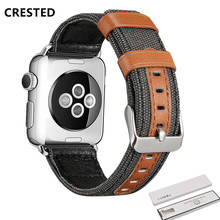 Ремешок из натуральной кожи для Apple watch band 44 мм 40 мм, Холщовый браслет для iwatch 42 мм 38 мм, Apple Watch 4 3 5 se 6 2024 - купить недорого