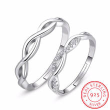 925 Sterling Silver Couple Wedding Rings Wave Zirconia Love Opening Rings For Men Women anillos bague Gift S-R164 2024 - buy cheap