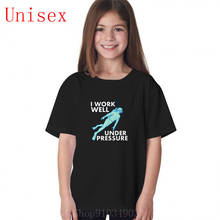 Work Well Under Pressure Scuba Diver childrens clothes  t shirt boys  teen girls clothing kids clothes girls 8 to 12 2024 - buy cheap