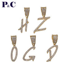 A-Z New Cursive Letter Hiphop Necklaces & Pendant AAA+ Zircon Men's Hip Hop Jewelry With 4MM Bling Bling Tennis Chain 2024 - buy cheap