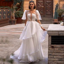 Eightree vestido de casamento do vintage saia em camadas pealrs frisado vestidos de noiva 2021 a linha vestidos de casamento de luxo 2024 - compre barato