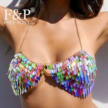 Holographic Dancer Rave Bra Body Chain Top Burning Man Festival Top Carnival Costume Gogo Pole Dance Wear Clothes 2024 - buy cheap