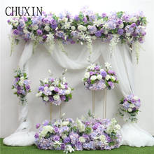 Homemade wedding decoration purple series flower ball simulation flower row home decor curtain flower wedding sign in the road 2024 - buy cheap