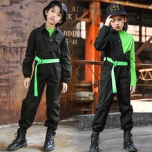 Kids Hip Hop Costumes Boys Girls Jazz Clothing One-Piece Pants Black Overalls Hip Hop Performance Outfits Stage Costume BL5711 2024 - buy cheap