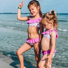 Buy 3-14 Years Baby Girl Swimsuit Kids Flamingo Teenage Girl Bikini Set  Falbala Little Girl Bathing Suit 2 Piece Children's Swimwear in the online  store Ms Shang Surf Store at a price