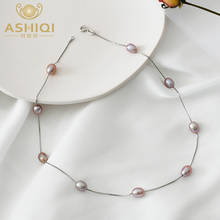 ASHIQI-collar de plata de ley 925 auténtica perla Natural de agua dulce auténtica para mujer, 7-8mm, joyería de perlas blancas 2024 - compra barato