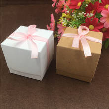 12pcs/Lot With Cover Brown White Cube Kraft Paper Boxes Container Storage Wholesale Boxes With Ribbons For Birthday Small Toys 2024 - buy cheap