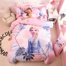 Juego de ropa de cama de princesa Frozen, edredón de doble tamaño, fundas de edredón para dormitorio de niña, tela de algodón, Color rosa 3D 2024 - compra barato