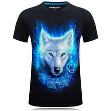 Camiseta con estampado 3d de lobo para hombre y mujer, ropa informal de manga corta con cuello redondo, de gran tamaño, 100% de algodón, novedad de verano 2024 - compra barato