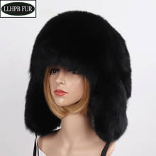 Unisex Wholeskin Real Fox Fur Bomber Hats Men&Women Warm Fluffy Natural Fox Fur Hat Full Pelt Winter Man&Woman Genuine Fur Caps 2024 - buy cheap