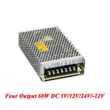 Fuente de alimentación Q-60D de cuatro Salida DC, 60W, 5V/12V/24V/-12V, smps ac-dc para controlador led, transformador ac 110V/220V a dc 2024 - compra barato