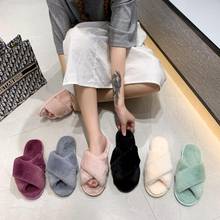 Winter Women House Slippers Faux Fur Fashion Warm Shoes Slip on Flats Female Slides Black Pink cozy home furry slippers FS005 2024 - buy cheap