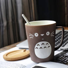 350/520ml Cartoons Totoro Milk Ceramic Coffee Mug Tea Cup With Lid And Spoon Cat Mug Office Water Cups breakfast Cup Gift 2024 - buy cheap