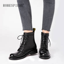 ROBESPIERE Warm Thick Plush Ankle Boots Women Winter Lace Up Cow Leather Plus Size Lady Shoes Waterproof Platform Snow Boots B24 2024 - buy cheap