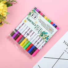 Conjunto de canetas de ponta dupla com 12 cores, 0.4mm, conjunto de marcadores de arte, aquarela não tóxica, desenho de mangá, caneta pincel 2024 - compre barato