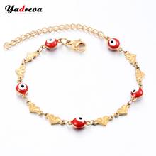 Pulsera de acero inoxidable para hombre y mujer, brazalete de cuentas de esmalte de ojo malvado, joyería, regalo de 6mm de ancho, 18cm + 3cm de largo 2024 - compra barato