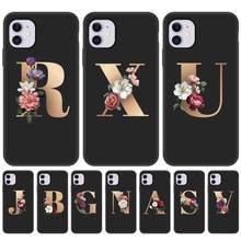 Letra do alfabeto flor silicone casos para iphone 6 7 8 plus se 2020 caso para iphone 12 11 pro max xs x xr tpu macio capa traseira 2024 - compre barato