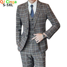 Suit for Men Slim Fit Men Plaid Suit High Quality Groom Wedding Design Suit 3 Piece(Jacket+Pant+Vest) Mariage Gentlemen Costume 2024 - buy cheap