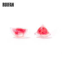 Ruifan assimétrico vermelho melancia 925 brincos de prata esterlina para mulheres meninas coreano pequeno parafuso prisioneiro brinco na moda jóias yea363 2024 - compre barato