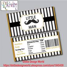 Custom Little Man Boy Hershey Chocolate Candy Bar Wraps Black Stripe Prince Wine Water Bottle Labels Birthday Party Decoration 2024 - buy cheap