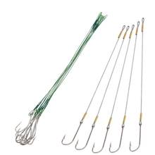 10/5 pçs 25cm anti mordida fio de aço líder trelas para a pesca do mar com baitholder gancho giratória linha pesca de água salgada pique baixo 2024 - compre barato